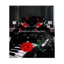 3D Reactive Print Twill Bedsheets Set Musik Romantische Rose Home Use